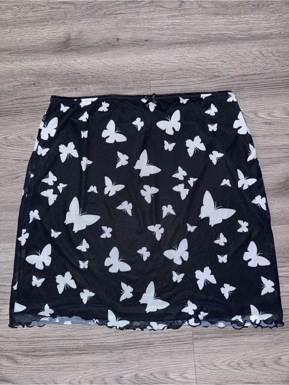 wild fable Black Mini Skirt with White Butterfly Print